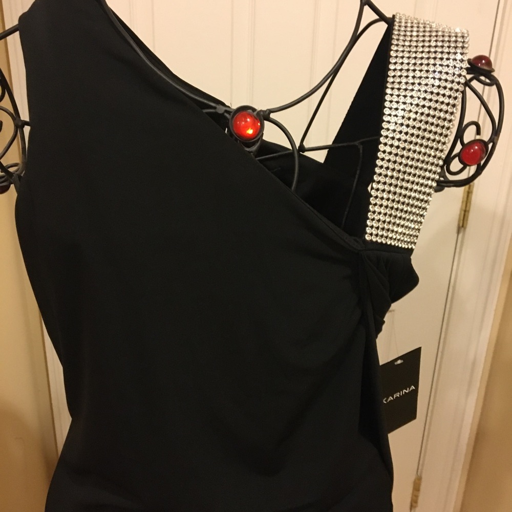 Black Party Dress with Rhinestones - Picture 2 of 3